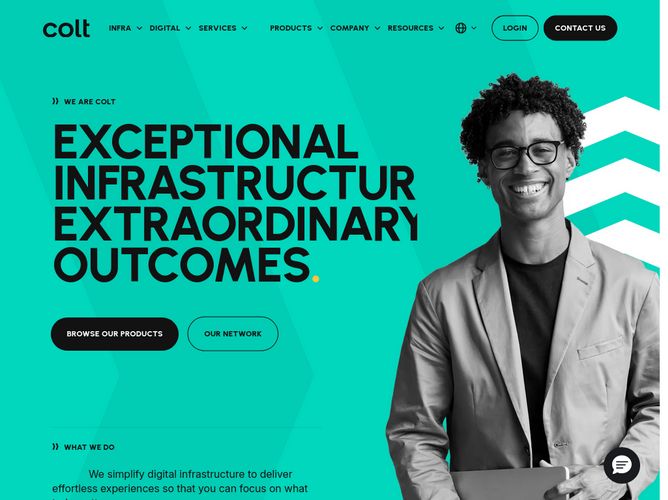 The website screenshot for https://www.colt.net