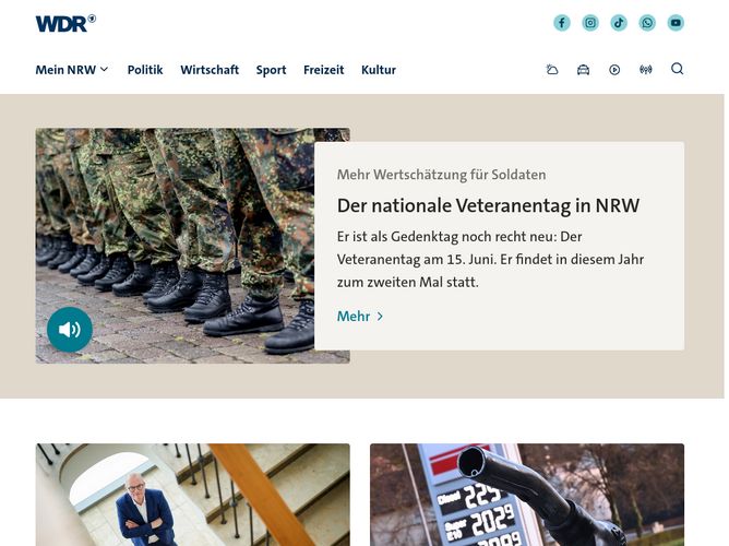 The website screenshot for https://wdr.de