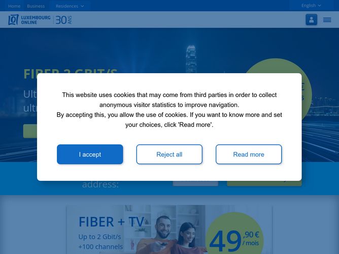 The website screenshot for http://www.internet.lu