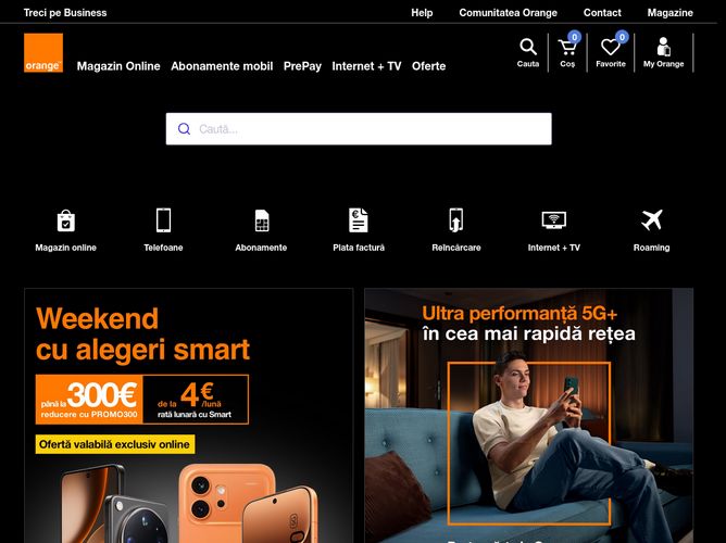 The website screenshot for http://www.orange.ro