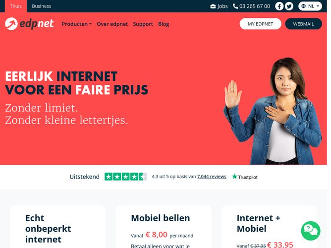The website screenshot for https://www.edpnet.be