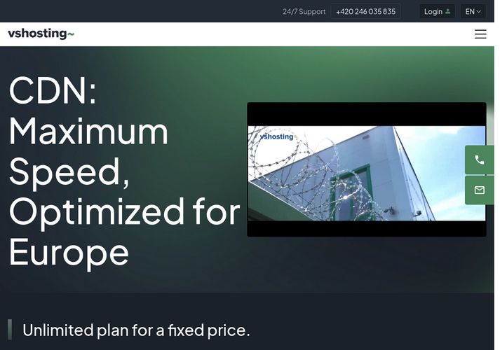 The website screenshot for http://www.vshosting.eu/cdn/
